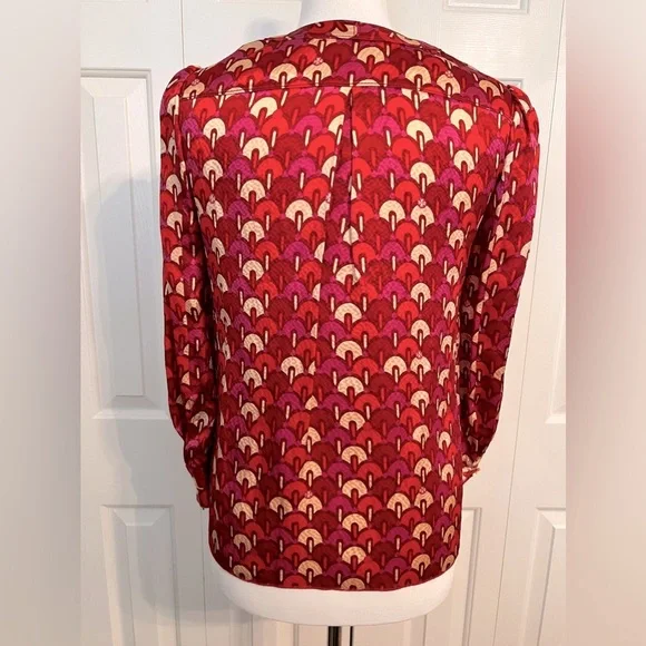 Tory Burch Silk Ruffle Front Blouse Size 2 - Picture 6 of 9